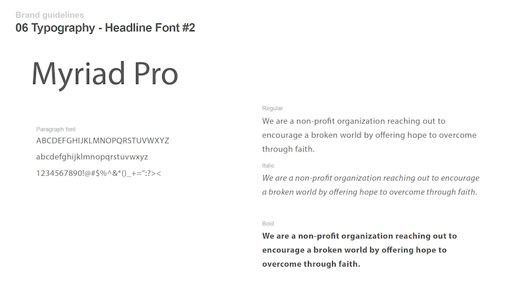 brand guide - typography page